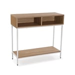 Versa Jinkx Meuble d'Entrée Étroit pour Entrée ou Couloir, Table Console, avec Espace de Rangement, Dimensions (H x l x L) 75 x 30 x 80 cm, Bois et métal, Couleur: Marron et Blanc