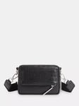 Whistles Bibi Leather Croc Effect Crossbody Bag, Black