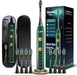 Wagner & Stern WHITEN+ Edition. Smart Electric Toothbrush with Pressure Sensor. 5 Brushing Modes and 3 Intensity Levels, 8 Soft nrush Heads, Premium Travel Case.