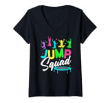 Womens Jump Squad Trampoline Bounce Birthday Party Trampolining V-Neck T-Shirt