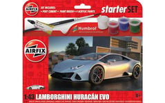 Airfix Starter Set - A55007 Lamborghini Huracán EVO Model Building Kit - Plastic Model Car Kits for Adults & Children 8+, Set Includes Decals, Acrylic Paints, Brushes & Poly Cement - 1:43 Scale Model