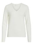 VILA Viril L/s V-Neck Knit Top-Noos Sweater, Alyssum Blanc, M Femme