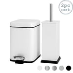 Square Toilet Brush & Bin Set