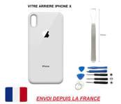 Vitre Arrière Compatible Iphone X 5.8 Blanc Qualité Origine En Verre, Coque Cache Batterie Double Face Adhésif Kit Outil, Lame De Démontage