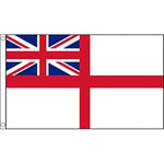5ft x 3ft (150 x 90 cm) White Ensign Navy Naval British Military Forces Troops 100% Polyester Material Flag Banner Ideal For Pub Club School Festival Business Party Decoration