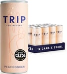 TRIP CBD Drink, Sparkling Peach Ginger Fizzy Drink, Low Calorie, Vegan, Stress & Anxiety Relief (Pack of 12 x 250ml)