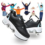 Patins A roulettes Double Rangée De Déformation avec 4 Roues Chaussures Adulte Chaussure Fille Roller Skate Shoes pour Marche Sportive Et De Loisir