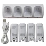 Batterie aste pour manette Nintendo Wii U - AIHONTAI - Blanc - Chargeur 4 ports - Batteries rechargeables Ni-MH