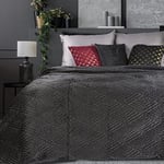 Eurofirany Deniz Couvre-lit en Velours Velours avec Coutures en métal et Coutures en métal pour Chambre d’hôte Noir + Or 220 x 240 cm