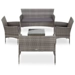 Gouveniail Ensemble Table Chaise de Jardin Salon de jardin 5 pcs avec coussins Résine tressée Gris - Gris - 5