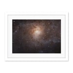 Artery8 Hubble Space Telescope Image Triangulum Spiral Galaxy M33 Crop Blue Orange Star Birthing Region Artwork Framed Wall Art Print 18X24 Inch