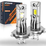 JOSHF Ampoule H7 Led Améliorée Phare Avec Ventilateur pour Voiture et Moto, CSP 20000LM 700% Luminosité 6500K Blanc, Remplacement Ampoule Halogène-1:1 Mini Led H7(2 Ampoules)