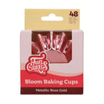 FunCakes Bloom Baking Cups Metallic Rose Gold, Cupcake Cases for Baking Greaseproof Baking Cups Durable Coated Board for Cupcakes, Muffins, Brownies and More, 48-Piece