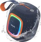 Enceinte Bluetooth Portable, Haut Parleur Puissant Lumineuse avec Bluetooth 5.3, Autonomie 15H, 1800mAh, Radio FM, Port Clé USB, AUX, TF Carte, pour Soirées Plage Randonnées Voyage, Bleu Marine