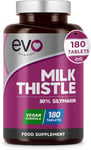 Milk Thistle Tablets | 80% Silymarin | 180 Tablets | Vegan Supplement | Milk Thi