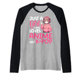 Just a Girl Who Loves Anime and K-Pop Anime Merch Japanese Raglan Baseball Tee