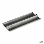 Moule pour Baguettes Gris foncé Métal Acier au carbone 16 x 2,5 x 38 cm Pain