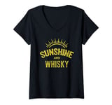 Womens Sunshine And Whisky Tee Sun Canadian Vintage Scottish Whisky V-Neck T-Shirt