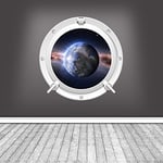 Full Colour Earth Space Globe Porthole Wall Sticker Kids Bedroom Bathroom Decal WSD70