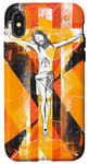 Coque pour iPhone X/XS Orange Abstrait Géométrique Jésus Est Roi Art