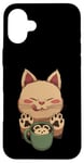 Coque pour iPhone 16 Plus Kawaii Kitty Latte Little Mouse Tasse à café Motif chat