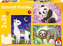 SCHMIDT - 3 24 Piece Puzzles Panda Lama and Sloth -  - SCM56368