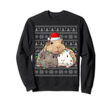 Guinea Pig Xmas Lights Santa Hat Ugly Guinea Pig Christmas Sweatshirt