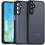 COPIKE Coque Mat pour Samsung Galaxy A16 4G / 5G avec Protection Caméra et 2 Pièces Verre Trempé, Étui Arrière Translucide Givrée, Mince Antichoc Anti-Empreintes Digitales Housse, Noir