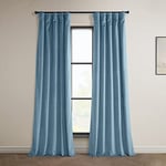 HPD Half Price Drapes Heritage Rideaux occultants en Velours Pelucheux de 274,3 cm de Long pour Chambre à Coucher et Salon 127 x 274,3 cm (l x L) (1 Panneau), Bleu Clair Taupe