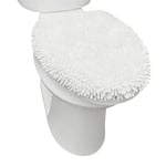 SoHome Spa Step Housse de siège de toilette en tissu chenille à poils longs Lavable en machine Blanc 47 x 49,8 cm