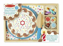 Melissa & Doug Birthday Party Cake Wooden Play Food With Mix-n-Match Topping