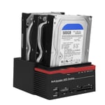 2.5" 3.5" External Triple SATA IDE HDD Docking Station Hard Disk Card Reader USB