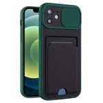 Case For iPhone 13 Pro Max in Green thin Case with Card slot Camera shutter