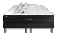 Pack sommier tapissier matelas  Ressorts ensachés et mémoire de forme avec couette et orei