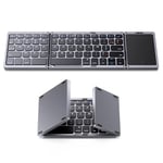 OMOTON Clavier sans Fil avec pavé Tactile, Clavier Bluetooth Pliable, Mini Clavier Portable Rechargeable, Mini Clavier Multi-appareils pour iPad/Portable/Windows/Android/Tablette, AZERTY - FR Layout