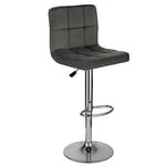 Baroni Home Tabouret de Bar Revêtement en Velours, Chaise de Bar Hauteur Réglable, Tabouret Tournant 360°, Dossier Ergonomique et Repose-Pieds, Structure en Acier, 1 Pièce, Gris Foncé, 38x43,5x115 cm