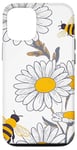 iPhone 14 White Daisy Flower Honey Bees Bumble Bee Bee Lover Case