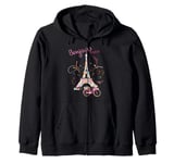 Bonjour Paris Eiffel Tower The Sign Of Love France Parisian Zip Hoodie