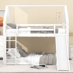 Lit cabane d'enfant double 140x200cm - lit de maison it superposé avec toboggan et échelle, protection contre les chutes chambre d'enfant - blanc