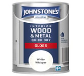 Johnstone's - Quick Dry Gloss - White Whisper - Gloss Finish - Water Based - Interior Wood & Metal - Radiator Paint - Low Odour - Dry in 1-2 Hours - 8m2 Coverage per Litre - 0.75 L