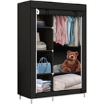 Tagère Tissu penderie double Haloyo Rangement pour vêtements,avec tringle,105 x 45 x 170 cm,Noir