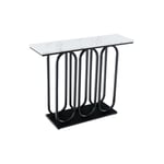 Table console de 100 cm table d'entrée en faux marbre pieds réglables cadre en métal kits anti-basculement blanc et noir