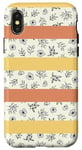 Coque pour iPhone X/XS Jaune Orange Brûlé Rayures Floral Motif Élégant Femme