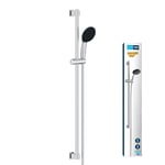 GROHE Vitalio Start 110 - Shower Set (Round 11cm Hand Shower 2 Spray: Rain & Jet, Anti-Limescale System, Shower Hose 1.75m, Rail 90cm, Water Saving), Easy to Fit with GROHE QuickGlue, Chrome, 26954001