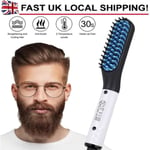 Beard Straightener Comb Quick Heated Brush Styler For Mens UK Pro Hair Electric