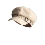 ZYM Femmes Casquette Octogonale Béret Rayé Rétro Artiste Chapeau Peintre Chapeaux Octogonaux Noir Marron Casquettes Décontractées-Beige