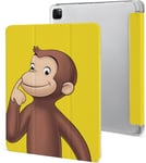 Étui Pour Ipad Pro 2021 Curious George 12,9 Pouces, Type Ordinateur Portable, Support À Trois Volets Avec Porte-Stylo, Veille/Réveil Automatique