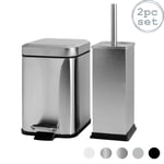 Square Toilet Brush & Bin Set