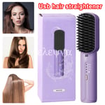 Portable Hair Straightener Brush AntiScald Hair Cordless Hair Straightener Brush