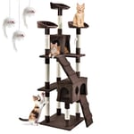 Juskys Arbre à Chat XXL Amy Marron – Arbre à Chat avec des tanières, des couchages, des échelles et des Troncs en sisal – Arbre à Grimper Stable pour Chats, Hauteur 170 cm